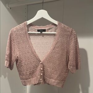 Express Shimmering Pink and Gold Buttoned Crop Top